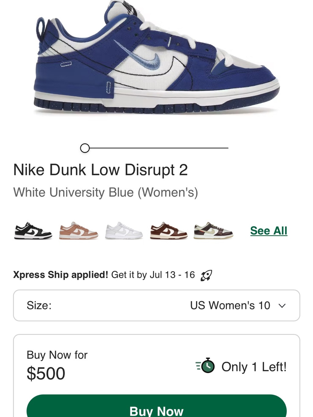 Nike Dunk Low Disrupt 2 Blue and White Sneakers